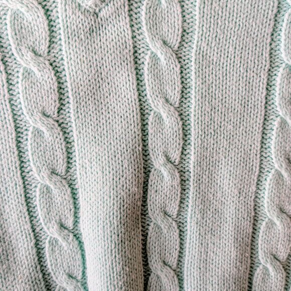 Vintage Monarch Knits Pastel Mint V-Neck Cable Knit Sweater Vest size 42 - Picture 6 of 7